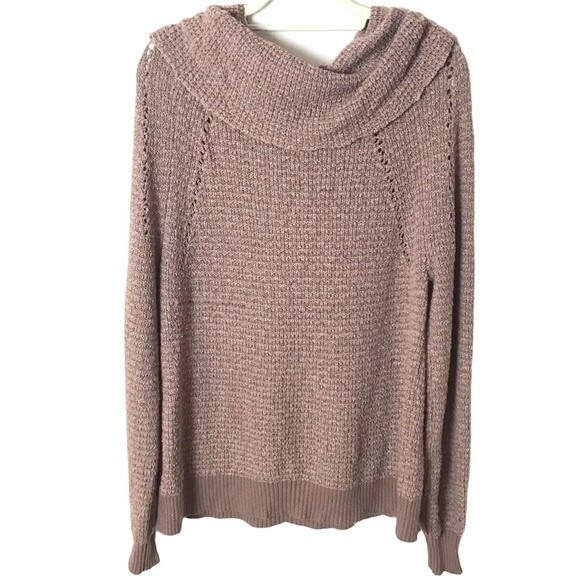 Free People Cowl-Neck Knit Sweater Mauve XS - Picture 4 of 5